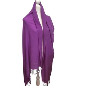 Cashmere boutique 100% lilac New Boho Fringe Cape Shawl Wrap Festival Cozy flaw
